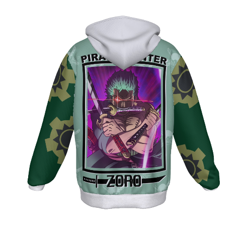 Zoro One Piece Men's Heavy Fleece Zip Up Hoodie